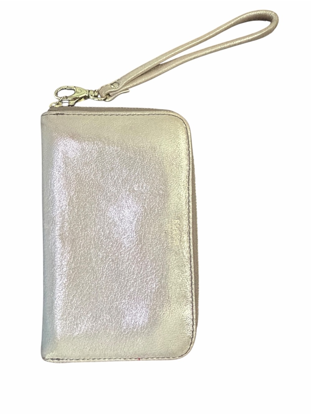 Fossil Metallic Gold Wristlet Wallet Zip